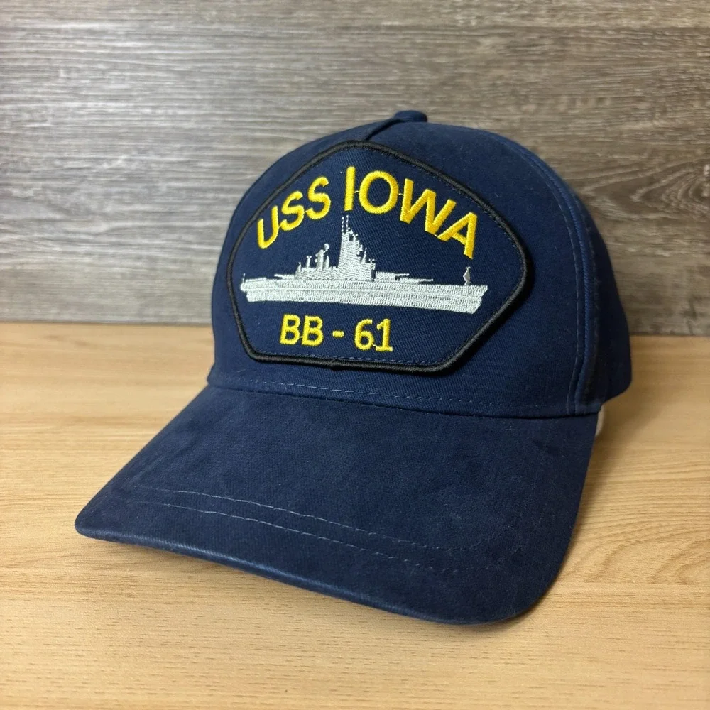 USS Iowa Hat Cap Snap Back Blue Navy BB 61 Adjustable
